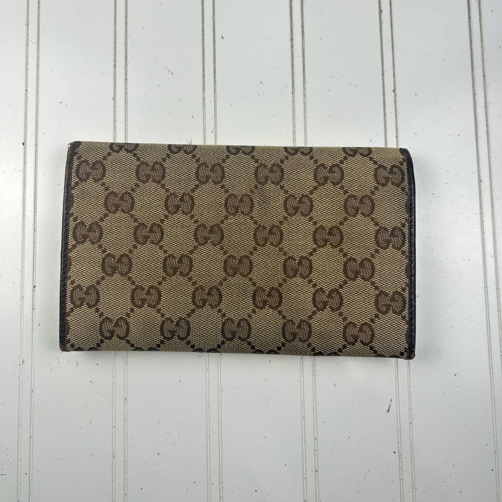 Gucci Vintage GG Supreme Canvas Bifold Wallet with Brown Leather Trim - Picture 3 of 11